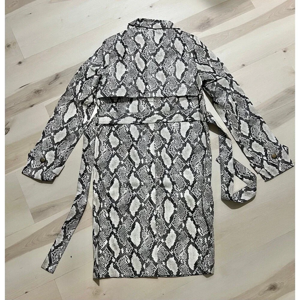Choosy Luxe Exotic Vintage 90s Faux Snakeskin Leather Trench Coat Duster Jacket - Picture 5 of 11